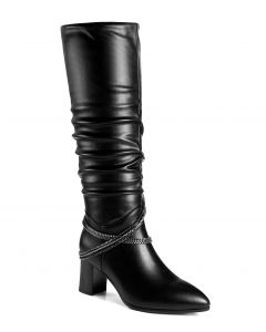 Ruched Boots Crisscross Chain-Link Knee-High Adult