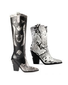 Cowboy Boots Animal Print Layered High Heels Tall or Mid-Calf Adult